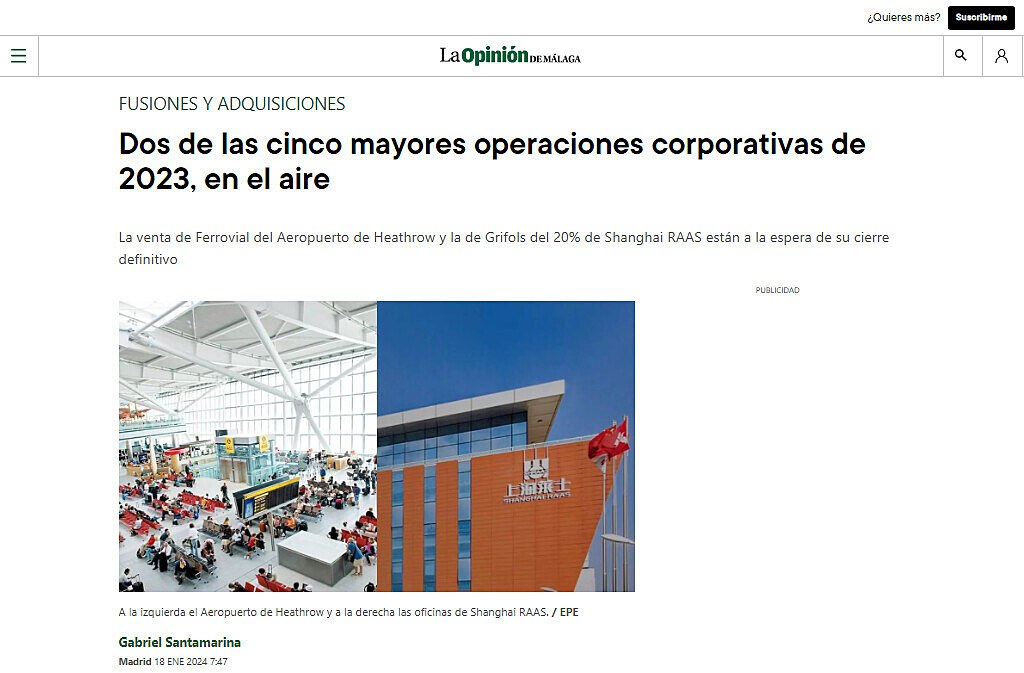 Dos de las cinco mayores operaciones corporativas de 2023, en el aire